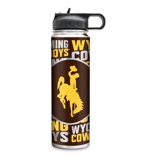 Rico Industries NCAA Wyoming Cowboys Standard 22oz Stainless Steel Tumbler with Lid - Great For Coffee, Tea, Water or Cocktails
