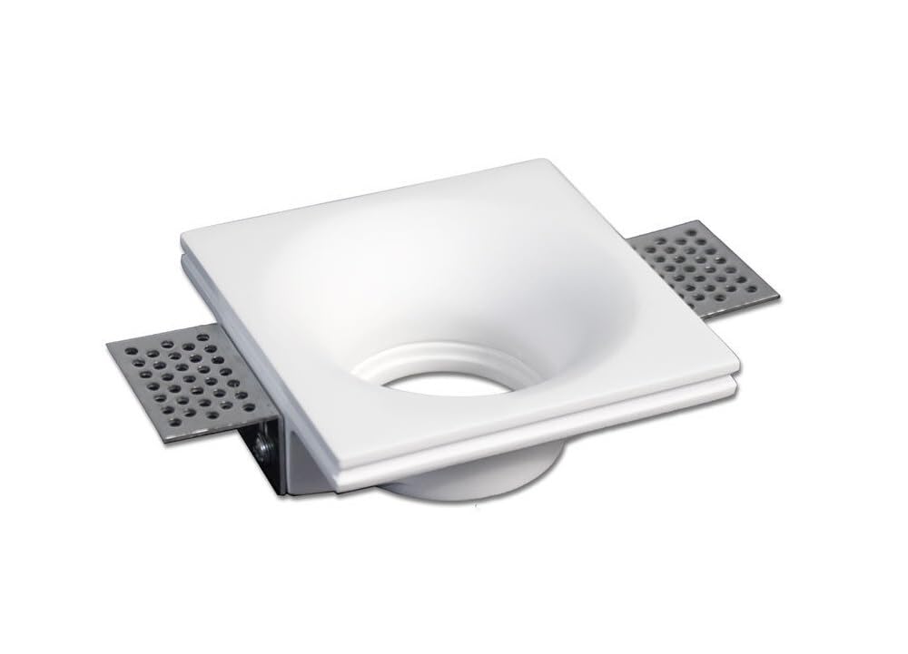 10 Pezzi Portafaretto da incasso quadrato in gesso a scomparsa, compatibile con faretti GU10, senza vetro, foro incasso Ø105mm, design moderno per cartongesso (10)