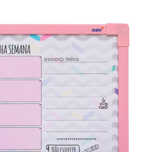 Quadro Planner Soft Colors Chevron Moldua MDF Revestido na cor Rosa STALO, 60x40