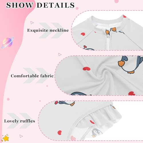 Kawaii Penguin Girls Swimsuit One Piece Rash Guard Girls' Swimwear Long Sleeve Swimsuits for Girl Size 3-12T4