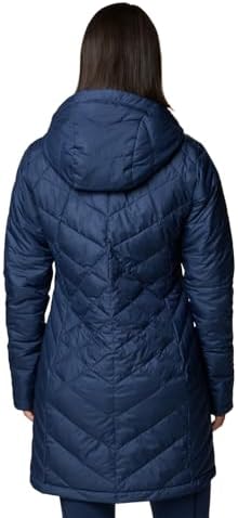 Close-up of the quilted fabric and soft interior of the Columbia Heavenly Long Hooded Jacket.