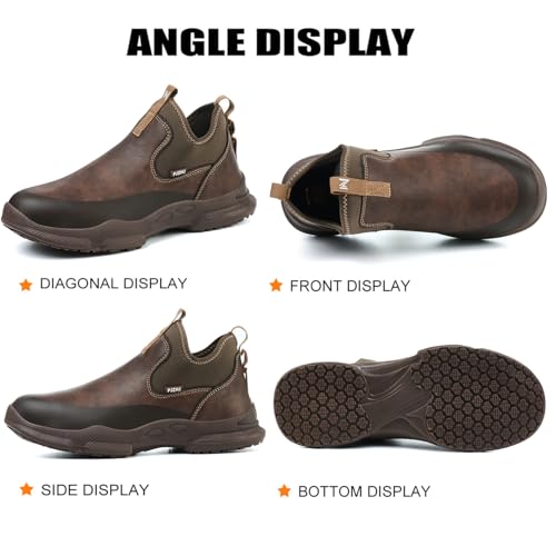 Image of PJZHJ Non Slip Work Shoes Water & Oil Resistant Food Service Shoes Comfortable Slip-On Chef Footwear for Restaurant Hospital