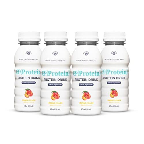 CF(Protein) Plant Based Protein Shake, Mango Peach Flavor, Protein 13g, Fiber 13g, Made with Natural Ingredients, Ready to Drink, Vegan, Dairy Free, 8 Fl Oz (4-Pack)