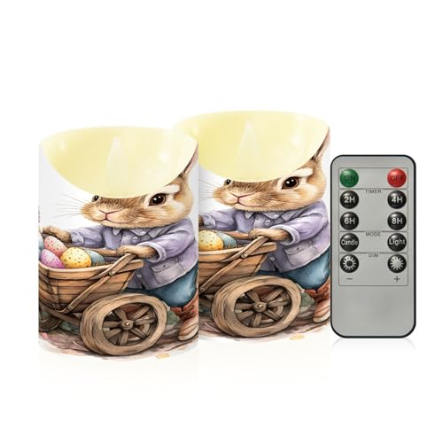 ALAZA Rabbit Cart Flickering LED Candles Set of 2