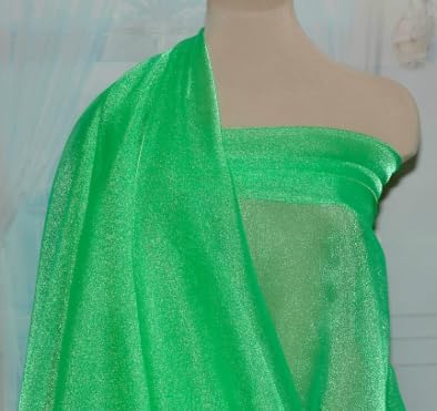 Sparkle Organza, 44" Wide, Sparkle Organza, 100% Nylon, Fabric by The Yard, Sheer, Shimmery, Lightweight, Glittery, Kelly, 3 Yards