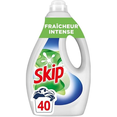 SKIP - Lessive Liquide Fraicheur Intense - Action Détachante Efficace - 100 pour cent impeccable, éclatant et délicatement parfumé - 40 Lavages