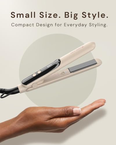 Image of ANNLARY Mini Hair Straightener for Travel, Small Flat Iron | Portable Dual Voltage Straightener with LED Display, Adjustable Temperature, Negative Ion, Titanium Plates for Short Hair