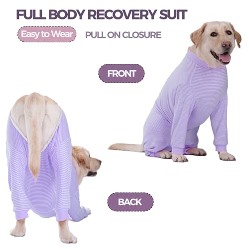 Image of Dog Recovery Suit, Large Medium Pet Onesie Bodysuit for Shedding, Prevent Licking, Wound Protection, Cone Alternative, Dog Shirt Pajamas (Violet, X-Large)