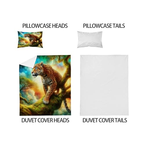 Housse de couette léopard 135x200 pour lit simple en microfibre douce - 5