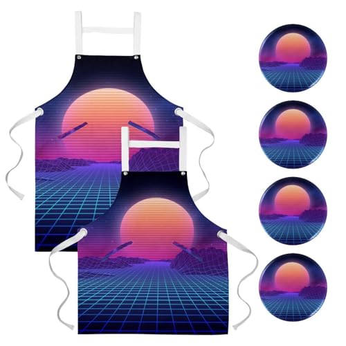 Tablier de cuisine lune et soleil anti-taches pour le travail