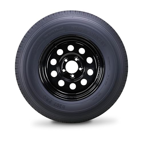 Image of Free Country Trailer Tire Wheel ST215 /75R14 8PR D 108N 5X4.5 inch Black Mod Rim