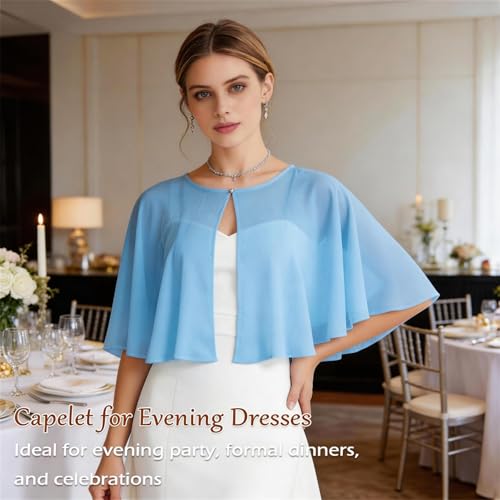 Image of Ciormis Chiffon Capelet Women's Soft Shawls and Wraps for Evening Dresses, Wedding Formal Dress Shawl Cape Cover up