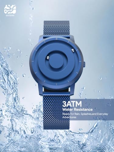 Image of EUTOUR Men's Magnetic Ball Watch | Minimalist Analog Quartz Wrist Watch with Stainless Steel Mesh Strap | 3ATM Water Resistant | Fashion Casual Business Dress Watch for Men