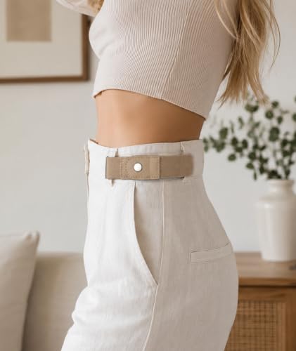 Image of 4PCS No Buckle Belt for Men, Buckle Less Belt for Men, Elastic Belt for Men Adjustable Stretch Waistband for Work, Casual, or Outdoor Use (brown4)