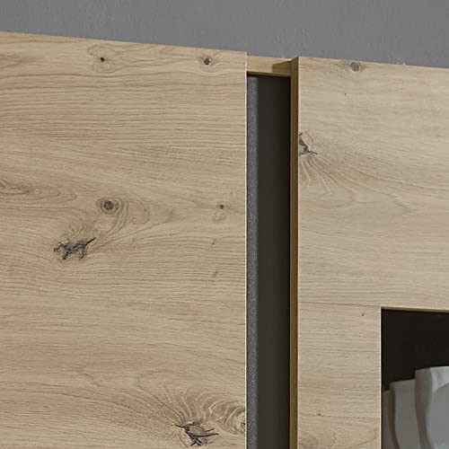 Lomadox TV Wohnwand 3-TLG inkl. Beleuchtung in Eiche Artisan Nb. mit Absetzungen in Graphit grau, B/H/T: ca. 245/180/40 cm – Bild 8