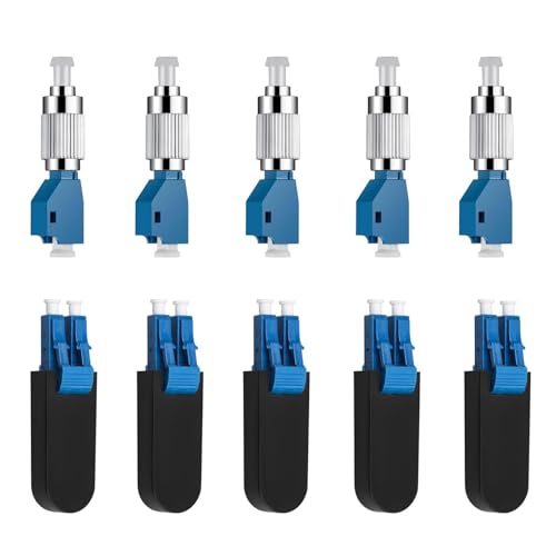 5 Pcs Single Mode 9/125um FC Male to LC Female VFL Fiber Optic Adapter and 5 Pcs Singlemode LC/UPC Fiber Optic Loopback Adapter Tester - SM Duplex Connector Test Plug for Optical Cable Testing