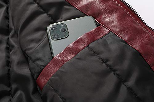 Image of Men's Casual Stand Collar PU Faux Leather Zip-Up Motorcycle Bomber Jacket