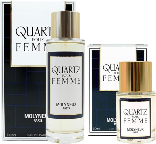 MOLYNEUX - Pack de 2 - Perfume mujer Eau de parfum Quartz Femme 100ml + formato viaje 30ml, Colonia mujer, Floral y afrutada, fabricada en Francia