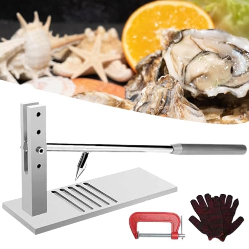 Oyster Shucker Machine, Oyster Clam Opener Machine, Adjustable Stainless Steel Oyster Shucker Tool Set with Glove Seafood Tool, Oyster Shell Opener Machine, for Restaurant & Homes, Oyster Knife