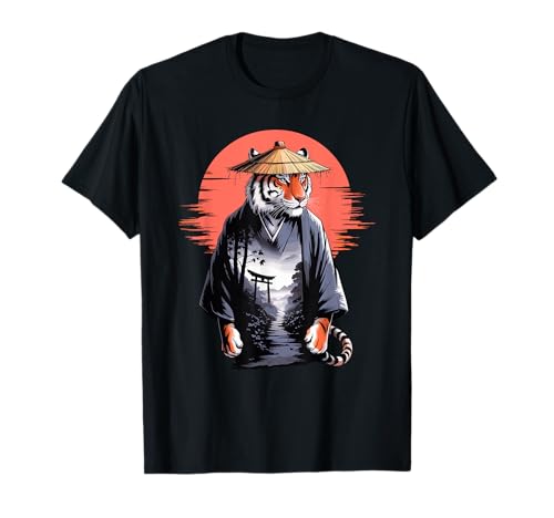 Japanese Style Art Ronin Tigre Tigri Maglietta