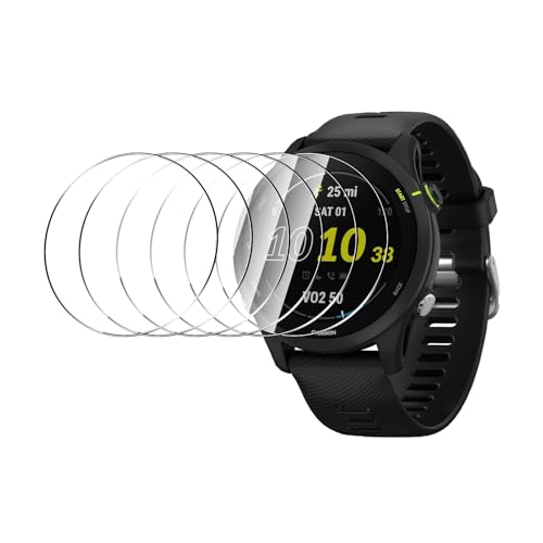 AUUYYA Paquete de 6 protectores de pantalla para Garmin Forerunner 255, antiarañazos, HD transparente, dureza 9H, película de protección Wacth para Garmin Forerunner 255, vidrio templado