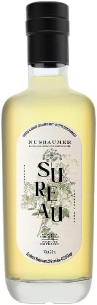 NUSBAUMER - Liqueur de Sureau - Liqueur de fleurs - Origine : France/Alsace - 20% Alcool - Bouteille 70 cl