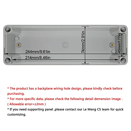 Lemotech Waterproof Dustproof Ip67 Junction Box Diy Case Enclosure Gray 9.8 X 3.1 X 3.3 Inch (250 X 80 X 85 Mm) #TOP1