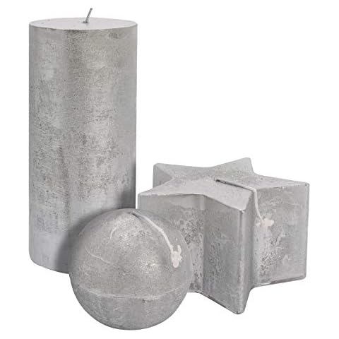 Nicola Spring Pilar metálico de 3 Piezas Set de Velas - Plata Cover