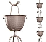 Monarch Aluminum Hammered Cup Rain Chain, 8-1/2 Feet Length (Musket Brown)