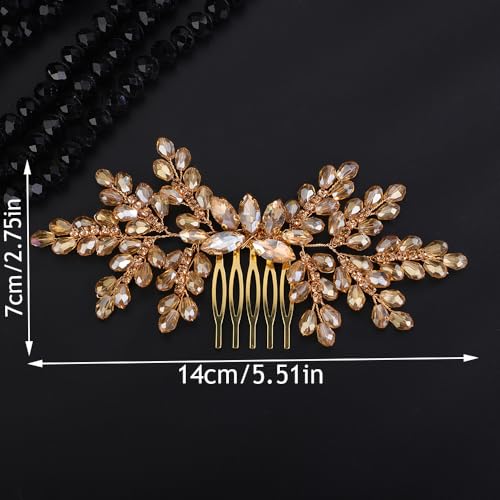 Peineta nupcial de cristal rosa para cabello miniatura 5