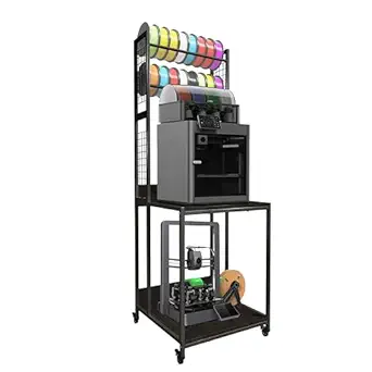 3D Printer Stand with Double Layer 3D Printer Filament Storage Rack, TR22 Heavy Duty Mobile Printer Table with Wheels for Studio Office Storage and Organization