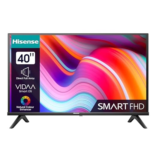 Hisense 40E4KT 101cm (40 Zoll) Fernseher Full HD Smart TV, Triple Tuner DVB-T2 / T/C / S2 / S, Works with Alexa, WiFi, Game Mode, Hotel Mode, Schwarz [2023], Betriebsystem VIDAA U