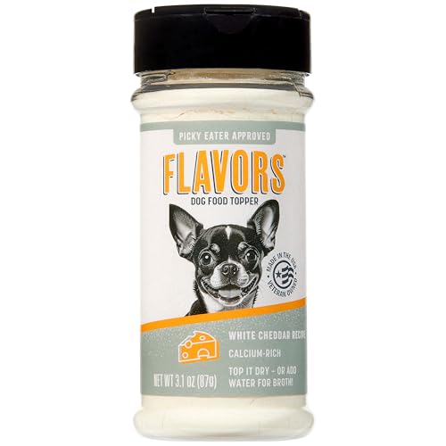 Image of BEAUMONT BASICS Flavors Food Topper for Dogs, Delicious Seasoning for Dog Food, Natural, Grain-Free Kibble Seasoning and Treat Mix for Picky Dogs and Puppies, White Cheddar Recipe, 3.1-Ounce