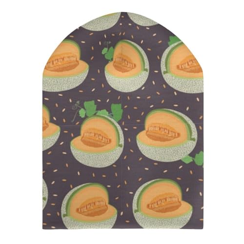 Cartoon Cantaloupe Fruit Pattern Kids Beanie Hat for for Girls Boys Children Cap Winter Knitted Chemo Cancer Headwear Accessories Gifts Decoration Black3