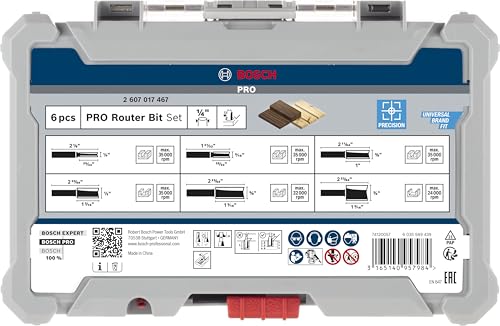 Bosch Professional Set Di 6 Frese Per Legno (Per Fresatrice Verticale Con Codolo Da 1/4 Pollici) - 4