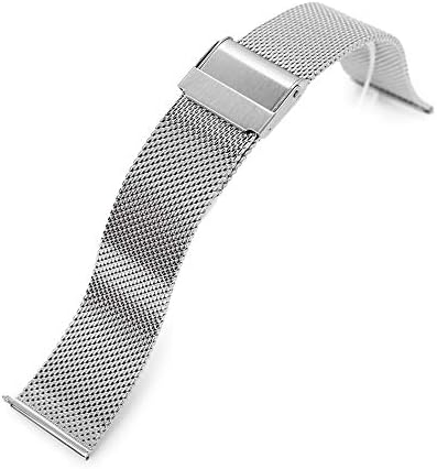 MiLTAT 18mm Quick Release Classic Superfine Mesh Milanese Watch Band Polished, Retro