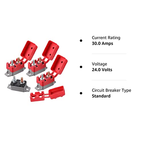 4 Pieces Dc 12V - 24V Automatic Reset Circuit Breaker Circuit Breaker With Cover Stud Bolt For Automotive And More (30 Amp) #TOP7