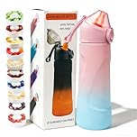 DETAYUANYI Air Scented Up Water Bottle with 10 Flavour Pods,Flavored Starter Drink Bottle BPA Free 0 Sugar,Diswasher-safe for Kids and Adult Camping,Travelling,Cycling,Fitness (GRADIENT PINK)