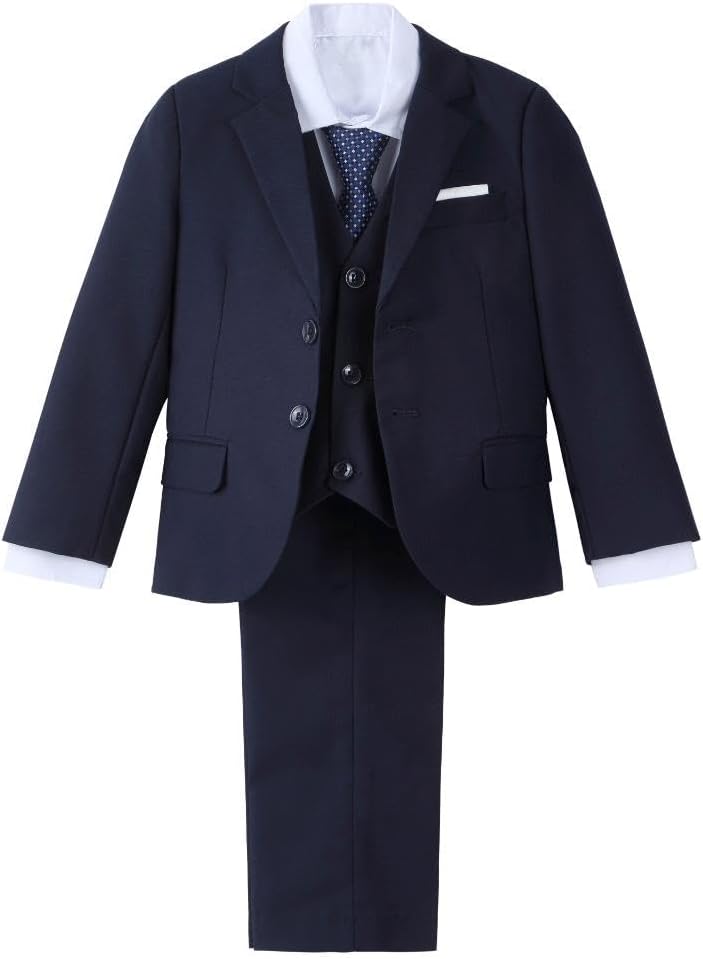 Dressy Daisy 5-Piece Boys Slim Fit Tuxedo Suit Set Formal Outfit Wear Toddler Kids Size 2T-13