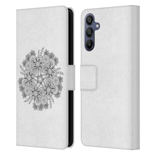 Carcasa de cuero para Samsung Galaxy A15 tipo libro con acabado artístico Mandala Premium