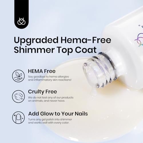 Image of Beetles 15ml Hema Free Glitter Top Coat Gel Polish, Shimmer-Like Gel Nail Polish No Wipe Top Coat Sparkly Long Lasting, Soak Off U V LED Pearl Finish Nail Art Manicure Gifts for Women