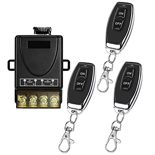 DieseRC 433Mhz Télécommande sans Fil Interrupteur AC 220V 230V 30A Relais Récepteur et 3 émetteurs Radio Control pour Pompe à Eau légère Appareils...