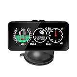 X60 Car Inclinometer for Off-Road, GPS Speedometer MPH KMH with Compass, Multi-Functional Digital HUD, Compass‌ /GPS Time/Latitude & Longitude/Altitude‌/ Speed‌/ Vehicle Inclinometer 6-in-1