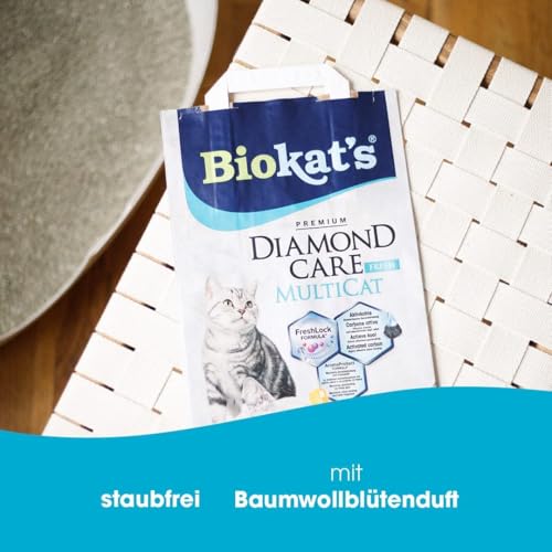 Biokat's Diamond Care MultiCat Fresh Katzenstreu mit Duft - Feine Klumpstreu aus Bentonit mit Aktivkohle speziell für Mehrkatzen-Haushalte… – Ansicht 6