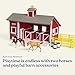 Breyer Stablemates Red Stable Set with Two Horse Figurines - Premium Horse Barn Toy for Kids - Educational Collectible Equestrian Gift for Kids - Imaginative Play Set