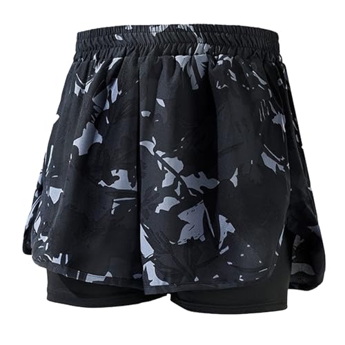 Image of Cambkatl 2 in 1 Men's Athletic Swim Trunks Quick Dry Board Shorts Elastic Waist Beach Swimwear with Compression Liner
