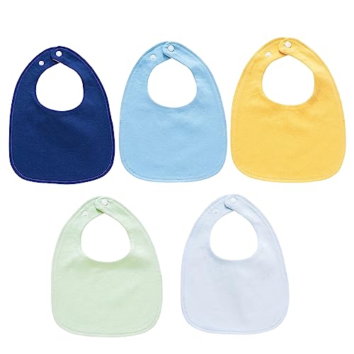 AUPOWER 5 Peças babetes para bebé, bandanas bebé com 2 botões de pressão ajustáveis, macio e absorvente e impermeável, babetes Drool para meninos e meninas, recém-nascido algodão dentição unissexo,