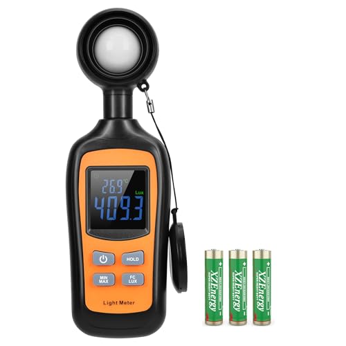 Handheld Digital Light Meter,4 Digit Color Screen Illuminance Meter with Ambient Temperature Measurer,Range up to 200,000 Lux Luxmeter,for Photography Plants Lighting Intensity Brightness Measurement