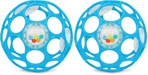 Image of Bright Starts Oball Easy-Grasp Rattle BPA-Free Infant Toy in Blue, Age Newborn and up, 4 Inches (Pack of 2)