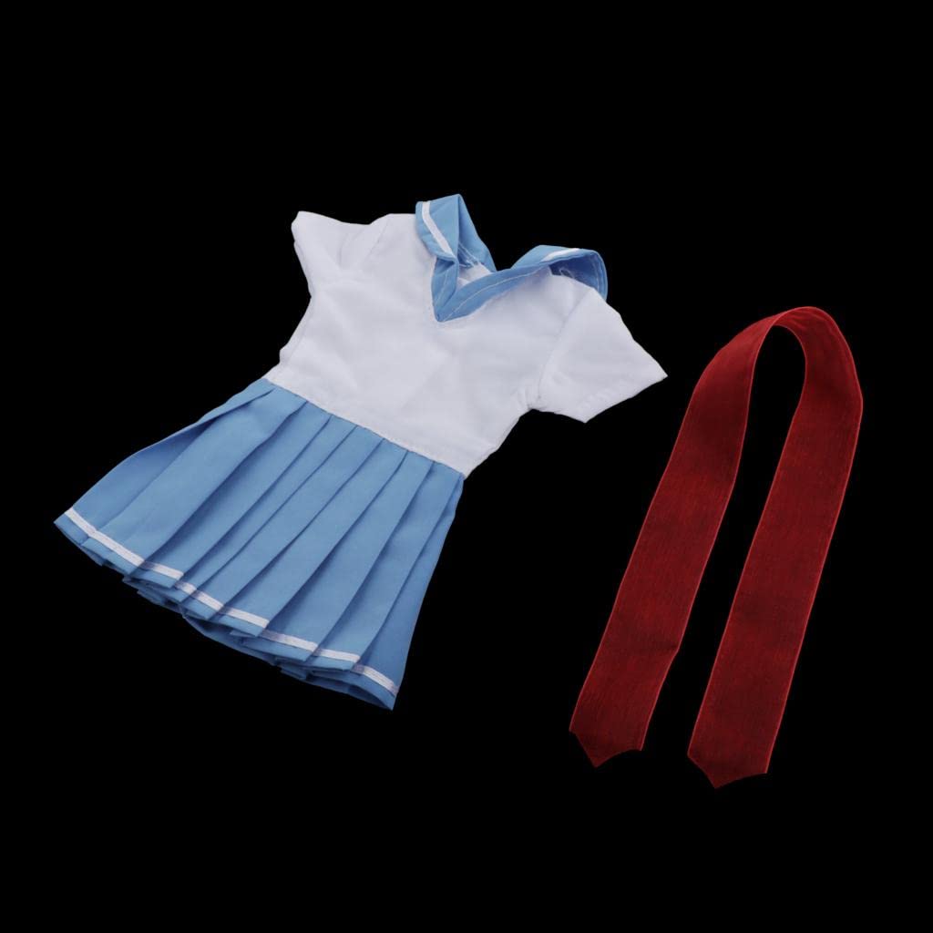 BJD Puppenkleid 1/3 BJD Puppenkleidung Prinzessinnen Party Kleid Mode Bekleidung Set Zubehör aus Stoff Handarbeit Passend für Night Lolita Puppen für, Schuluniform Blaue Rock
